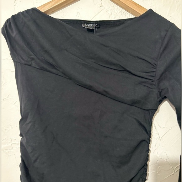 Boohoo Black Long Sleeve Bodycon Midi Dress Sz 4/ Small | Chic Minimalist Look - Picture 6 of 11